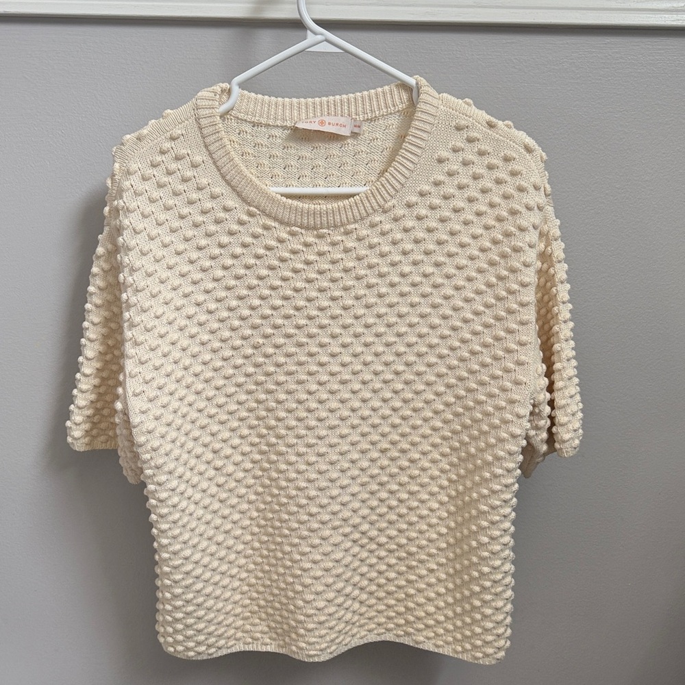 Tory Burch Ivory Knit Short Sleeve Top